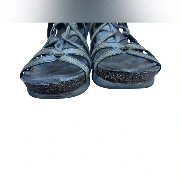 OTBT Nomadic US 7.5M Gray Leather Gladiator Lace Up Wedge Sandals Shoes - Picture 5 of 9